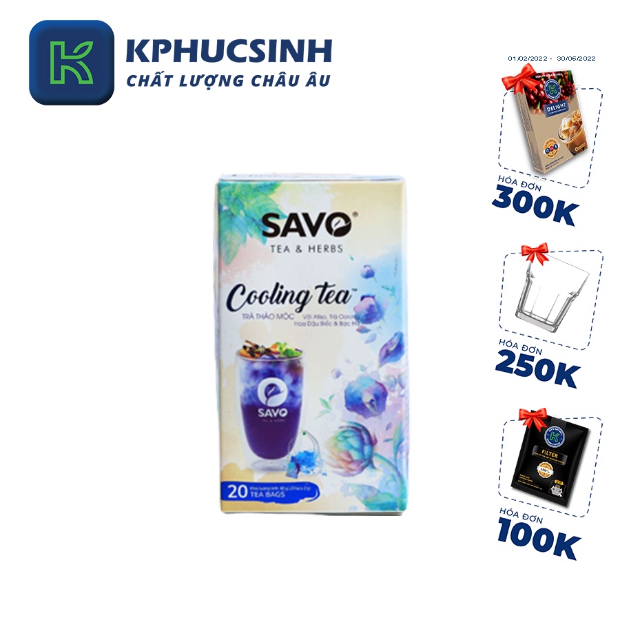 Trà Savo cooling tea 20 gói x 2g KPHUCSINH - Hàng Chính Hãng