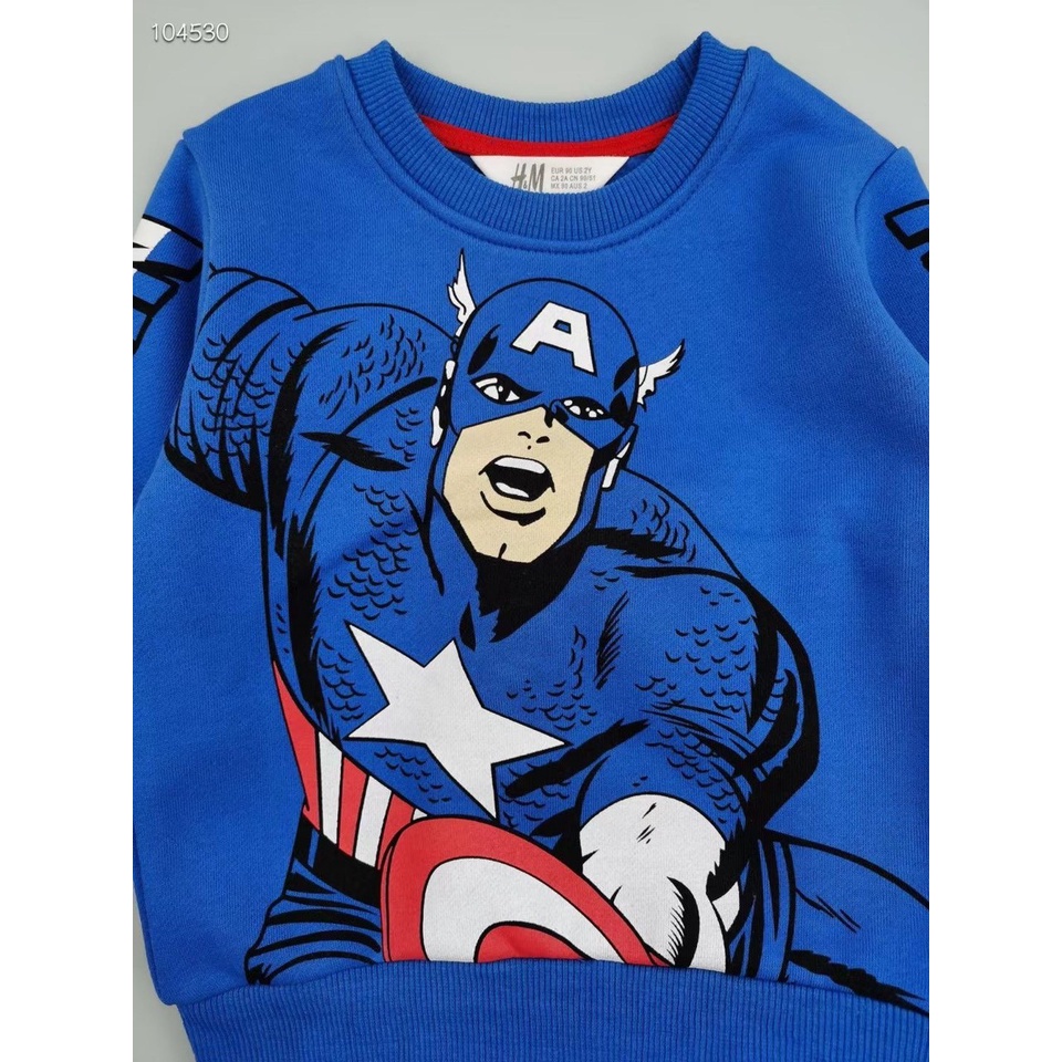 Bộ nỉ bông HM siêu nhân xanh cho bé trai 2-6y