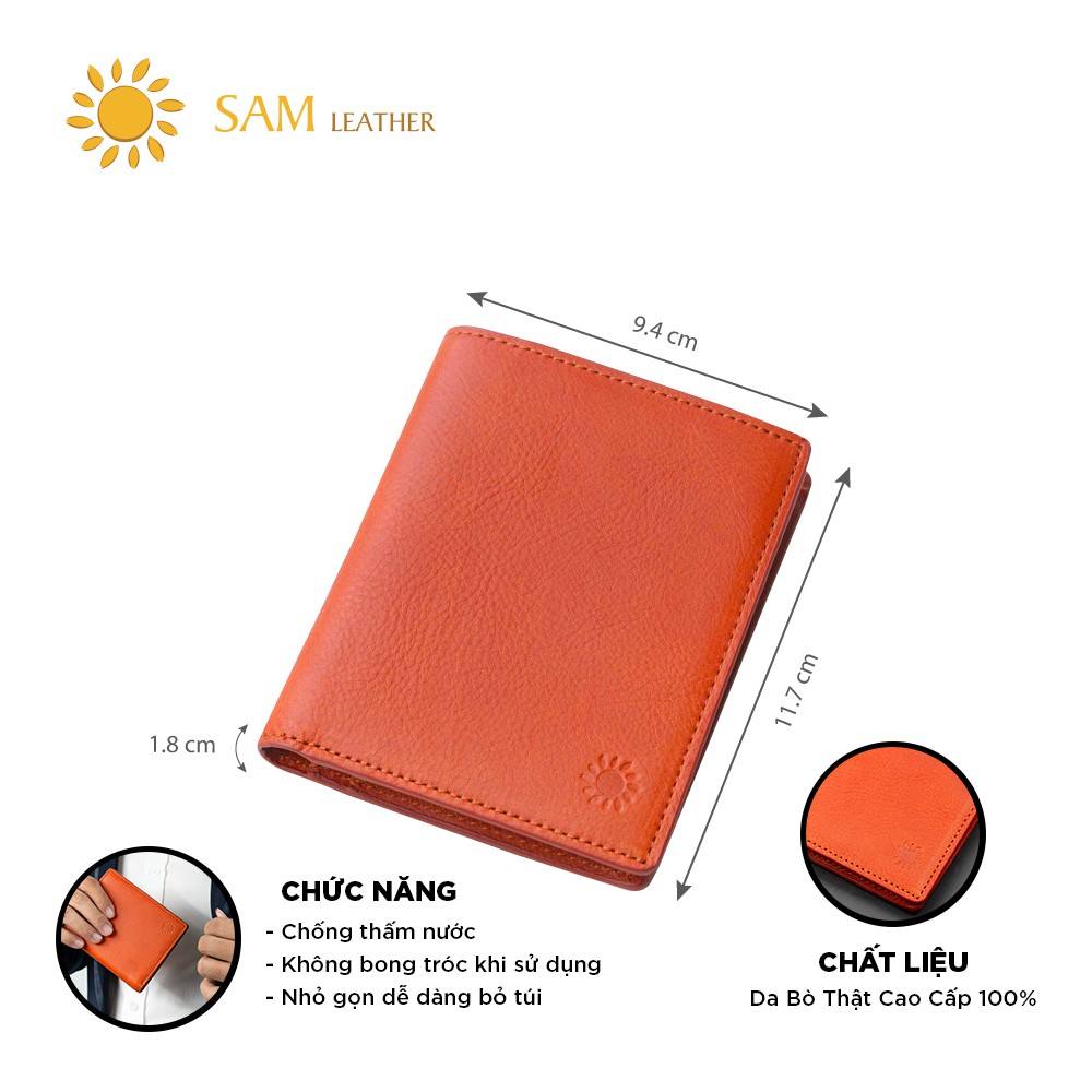 [ SAM Leather ] Ví Nam Da Bò SAMDCL011 - Ví Da Nam Cao Cấp Da Bò Thật Bảo Hành 12 Tháng Chính Hãng