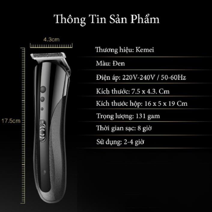 Tông đơ cắt tóc và cạo râu chuyên nghiệp đa năng 3 trong 1 Kemei 1407