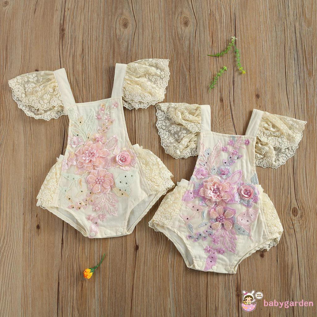 Áo Liền Quần Có Tay Ren Cánh Tiên Đáng Yêu Dành Cho Bé Gái