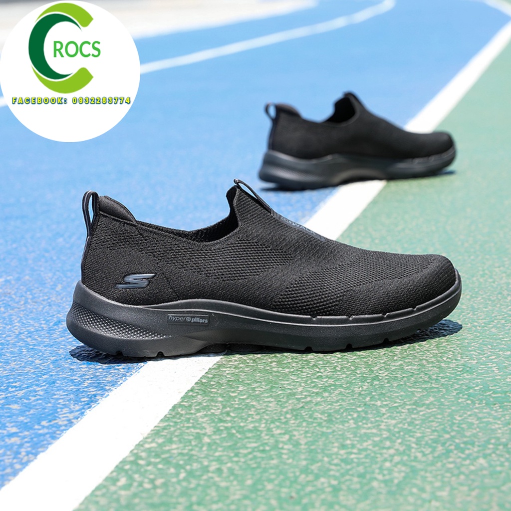 Giày thể thao SKECHERS, giày leo núi SKECHERS, giày chạy bộ SKECHERS Gowalk 6 gót muối tiêu  cho nam màu full đen