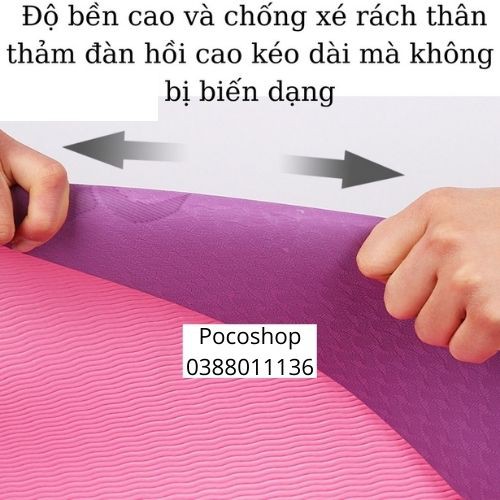 Thảm tập thể dục,gym,Yoga chống trơn trượt hiệu quả với chất liệu TPE không mùi, tặng kèm túi lưới đựng thảm thoáng khí