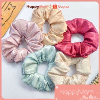 Cột tóc scrunchies hoạ tiết chữ D bóng