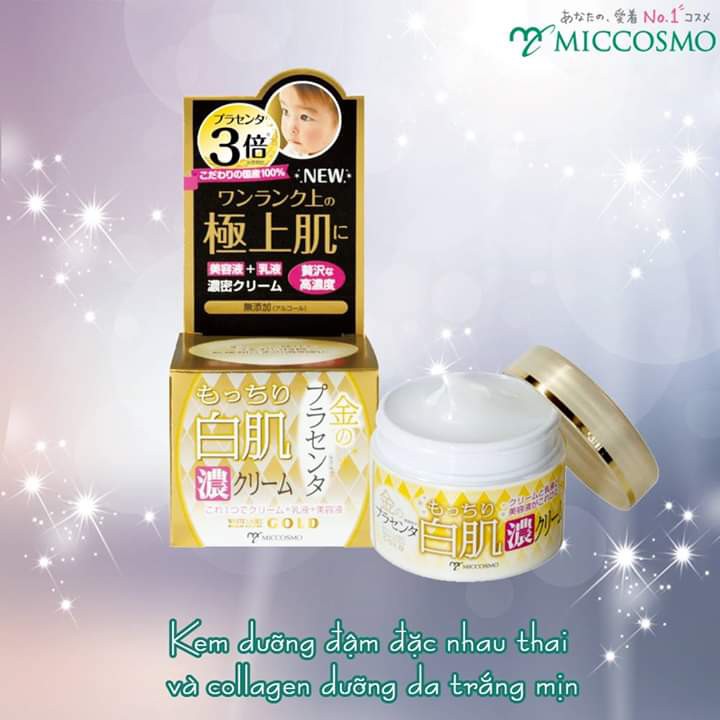 KEM DƯỠNG TRẮNG DA ĐẬM ĐẶC TINH CHẤT NHAU THAI VÀ COLLAGEN 60G – MICCOSMO WHITE LABEL PLACENTA GOLD