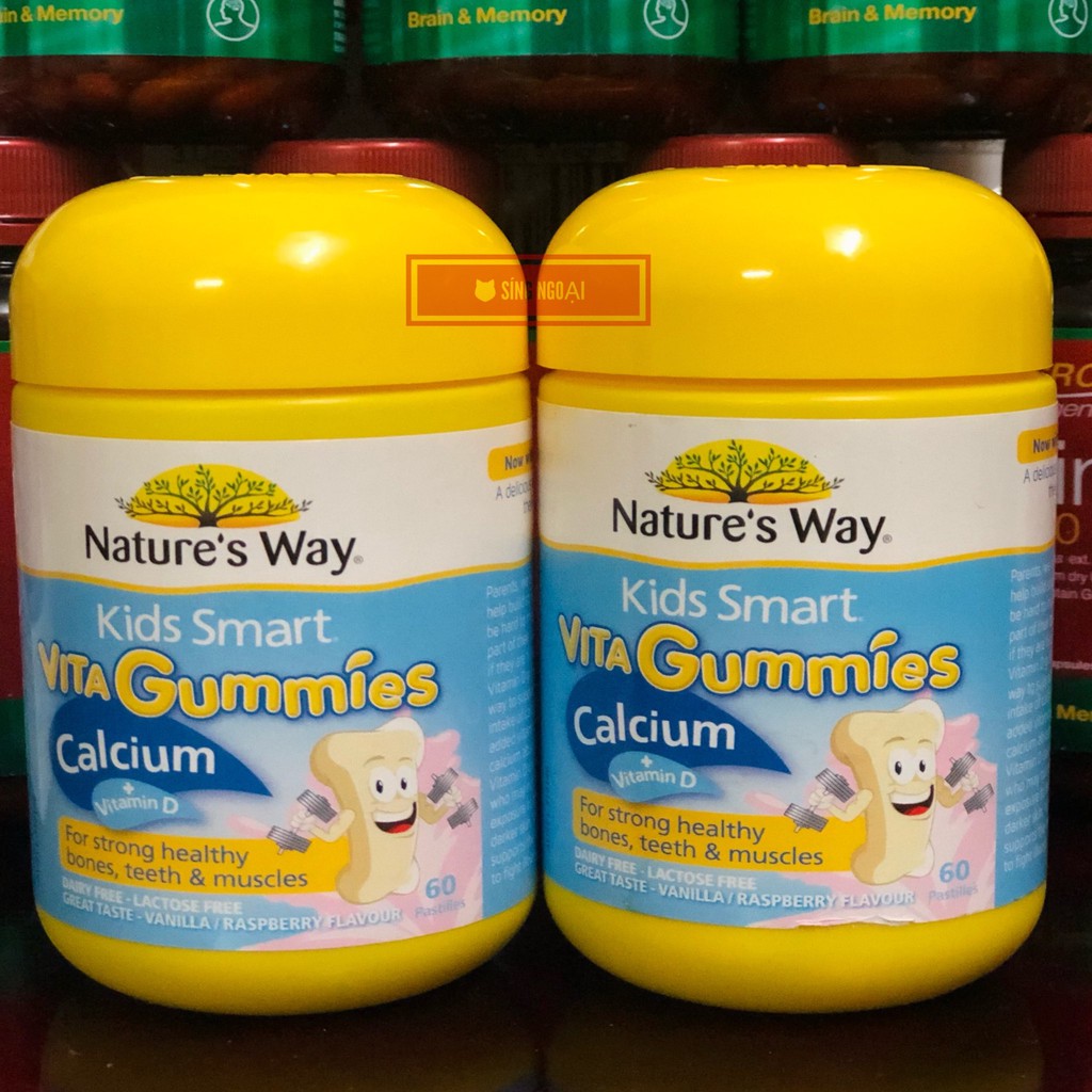 Kẹo dẻo canxi cho bé Nature’s Way Kids Smart Vita Gummies Calcium + Vitamin D - Hộp 60 viên