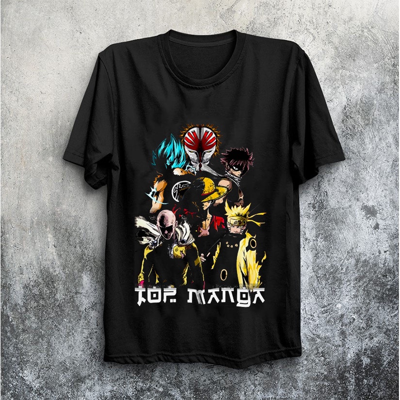 ♀Áo thun Top Manga anime in hình Luffy, Goku, Fairy Tail, saitama One Puch man, naruto độc đẹp cá tính