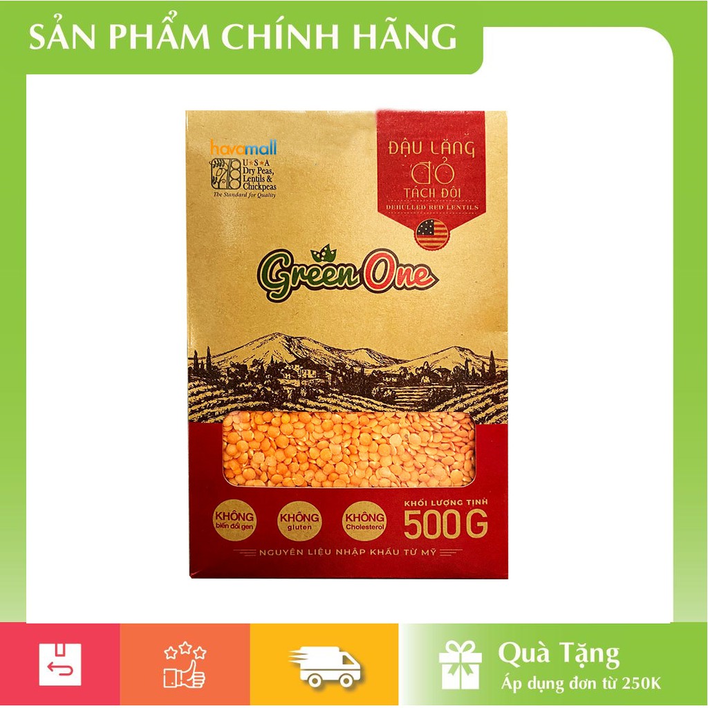 [HÀNG CHÍNH HÃNG] Đậu Lăng Đỏ Hữu Cơ Tách Đôi Hộp Giấy 500g – Dehulled Red Lentils Organic Paper Bag 500gr