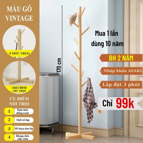 Cây Treo Quần Áo, Giá Treo Quần Áo Gỗ Decor Phòng Phong Cách Hàn Quốc