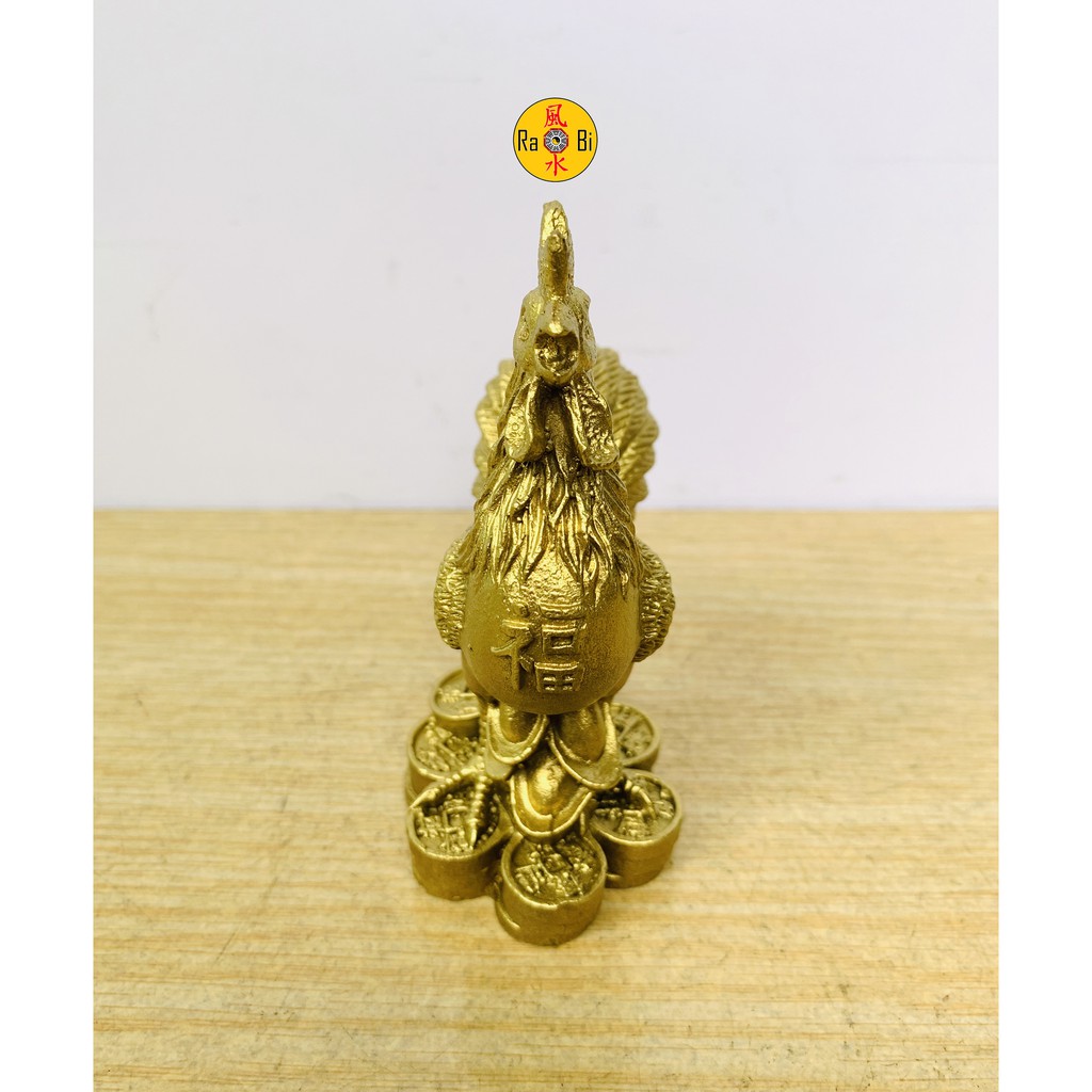 Gà Đồng Vàng Chữ Phúc - Tượng Đồng Phong Thủy
