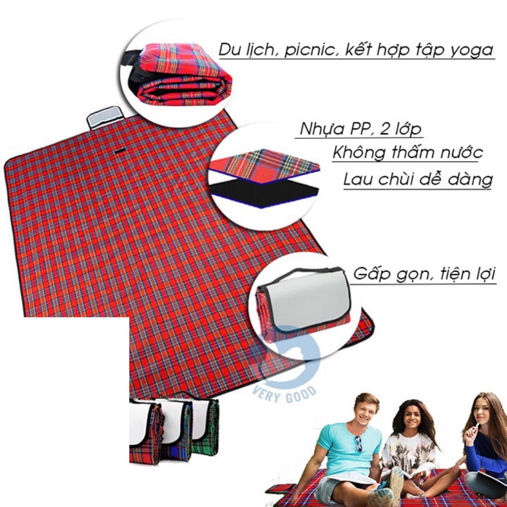 Thảm trải du lịch dã ngoại đi biển bạt trải loại dày picnic cắm trại đi phượt kết hợp tập yoga gấp gọn nhiều mẫu