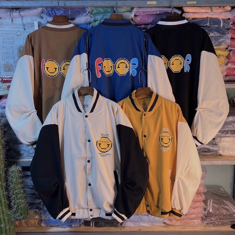 Áo khoác bóng chày bomber kaki da lộn 2 lớp unisex ulzzang nam nữ