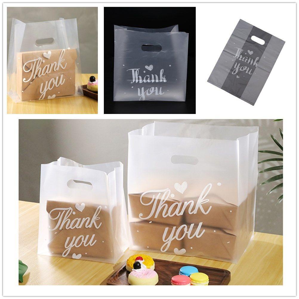 CONOPERY Bộ 50 Túi Nhựa Đựng Bánh Kẹo In Chữ Thank You Có Tay Cầm Tiện Dụng