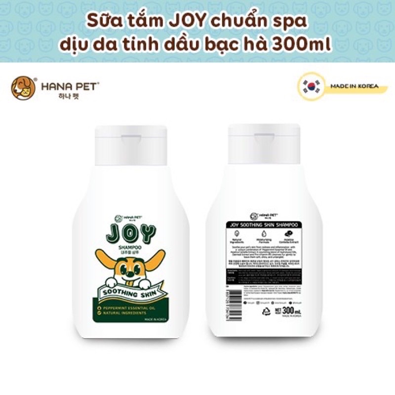 Sữa tắm chó mèo JOY hương bạc hà dưỡng lông dịu da 300ml