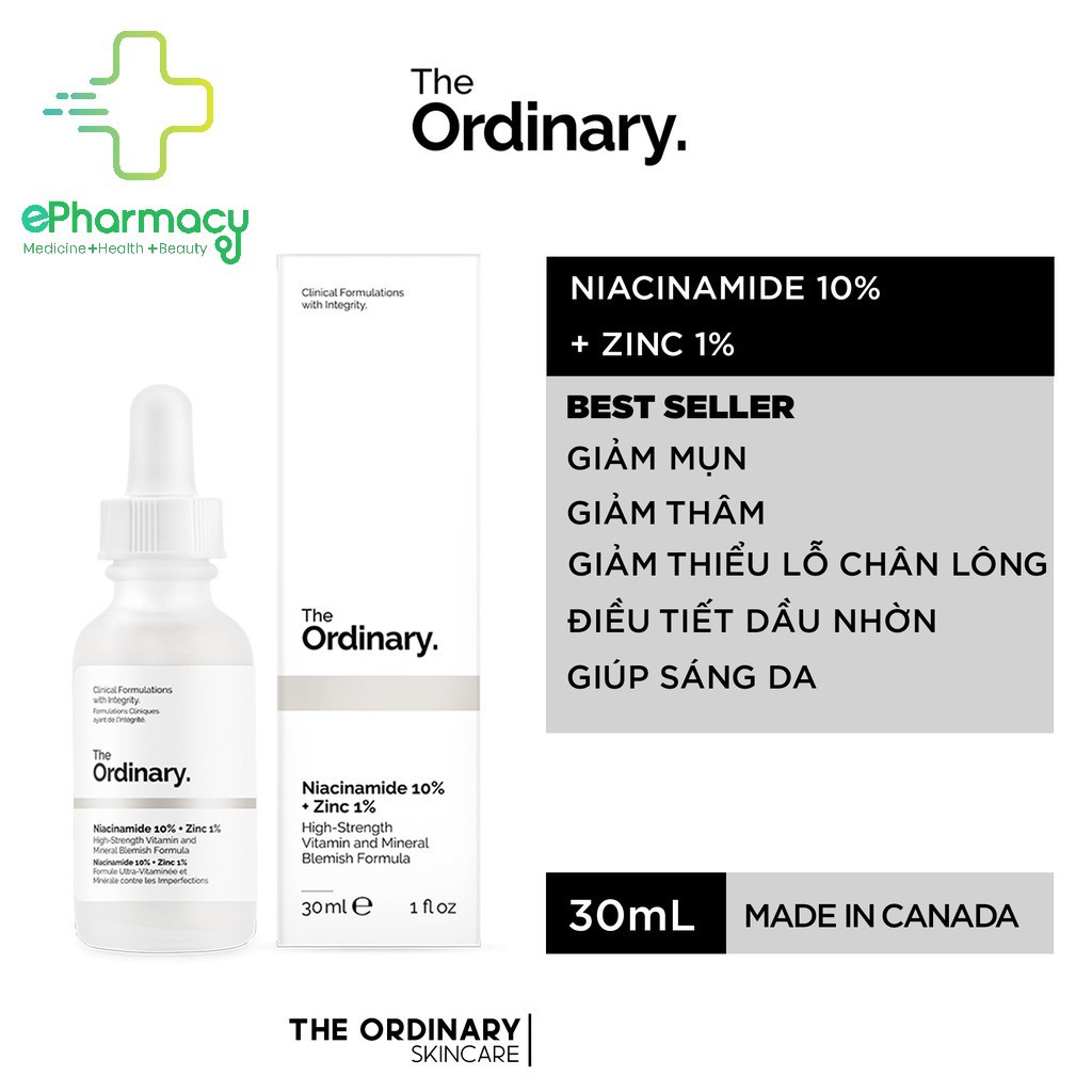 The Ordinary Niacinamide 10% + Zinc 1% - Serum The Ordinary kiềm dầu, giảm mụn 30ml