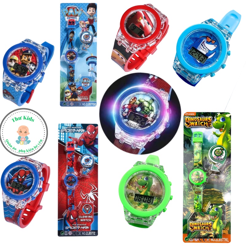 Đồ hồ trẻ em, đồng hồ bé trai người nhện đội chó cứu hộ pawpatrol mcqueen micky Thư Kids