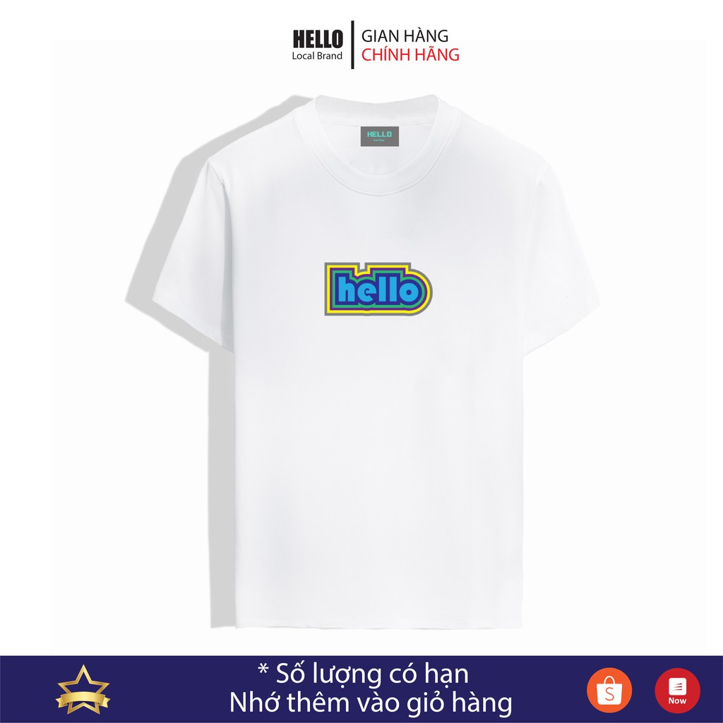 Áo phông nam nữ tay lỡ Unisex áo thun form rộng cotton 100% thoáng mát Oversize in hình Hello_Ap18 | BigBuy360 - bigbuy360.vn