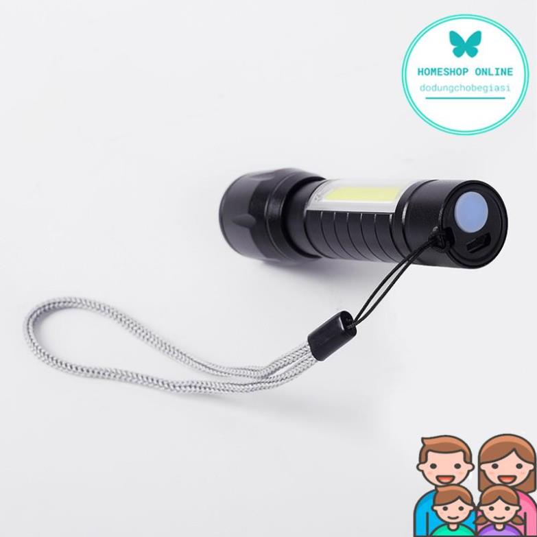 Đèn pin mini bỏ túi T1 siêu sáng có thể sạc lại, hàng cao cấp, có zoom