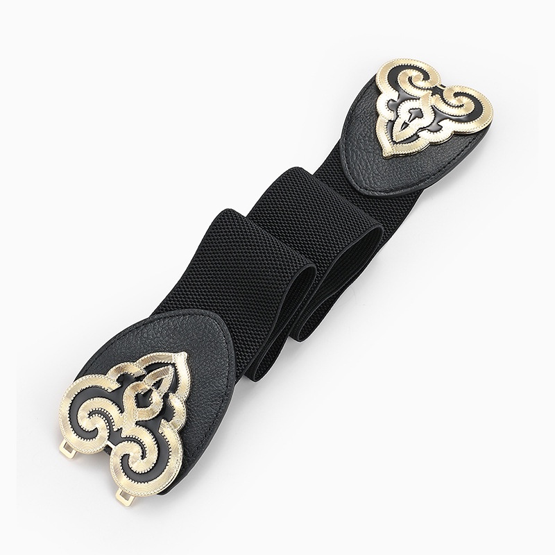 Thắt lưng bản rộng co giãn khắc họa tiết phong cách cổ điển sang trọng cho nữ