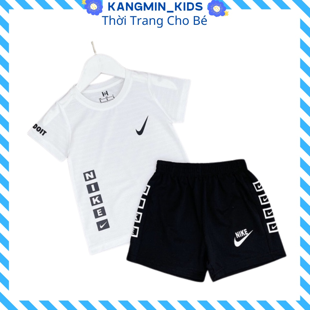 Bộ thể thao bé trai Kangminkids, quần áo bé trai cộc tay chất Thun Cotton siêu mát cho bé 6-28kg