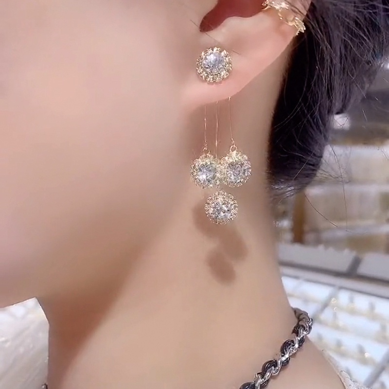 Bông Tai Mạ Bạc 925 Hình Hoa Tua Rua Xinh Xắn Phong Cách Hàn Quốc