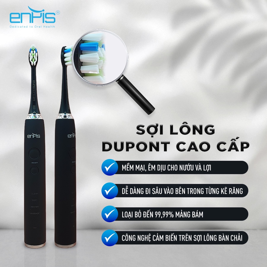 Bàn chải điện ENPIS cao cấp SMART LUX chính hãng, pin 30 ngày, chống nước IPX7, bảo hành 12 tháng