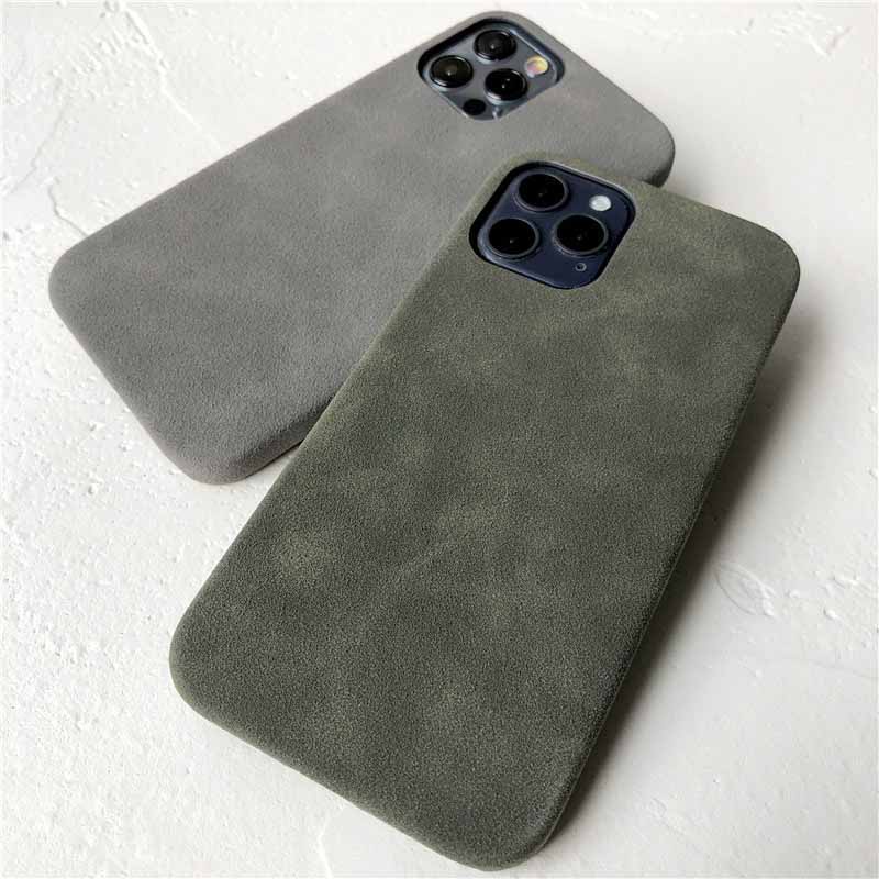 Ốp Điện Thoại Da Lộn Viền TPU Dẻo Siêu Mỏng Chống Trượt Cho iPhone 12 Mini 11 Pro MAX XS MAX XR XS X 7 8 Plus SE
