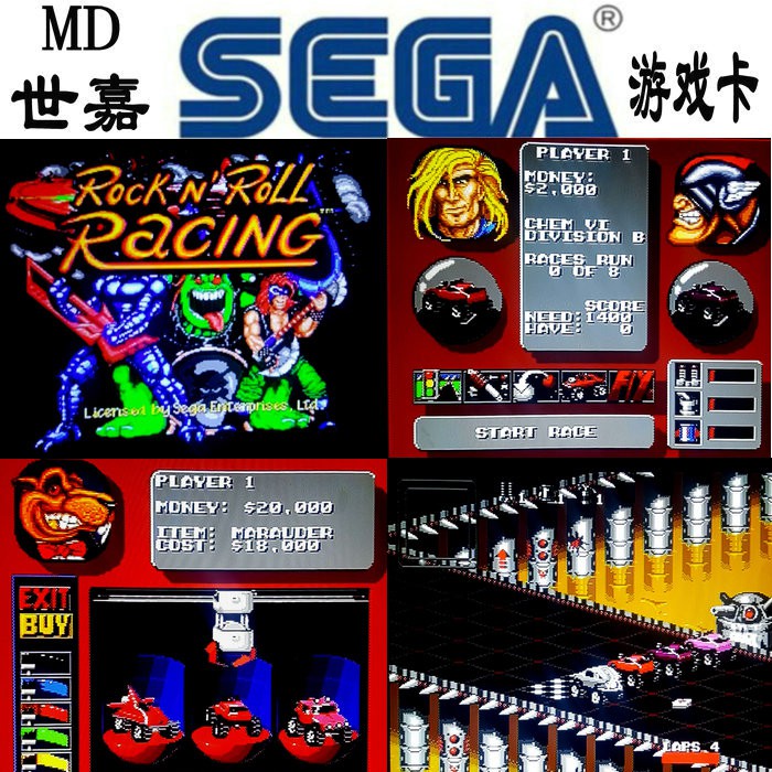 Băng game Đua xe Rock n' Roll  cho máy SEGA độ phân giải 16 bit