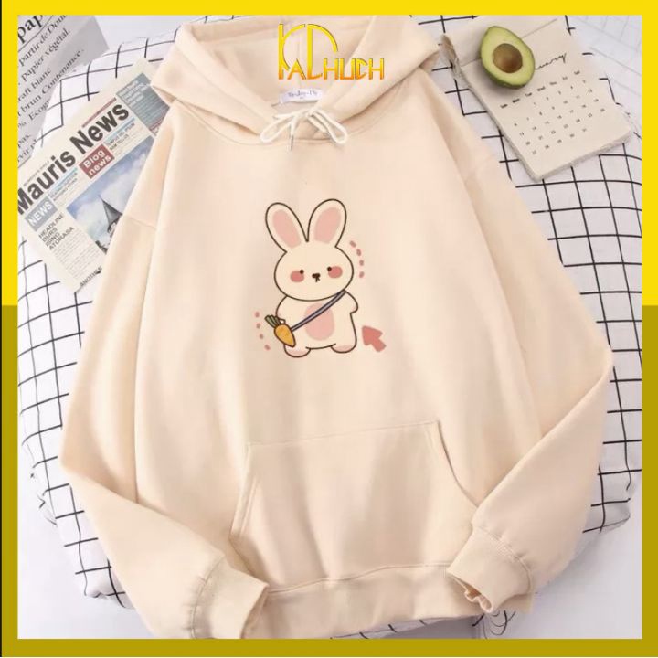 ÁO HOODIE NỈ IN THỎ CARROT ĐI HỌC
