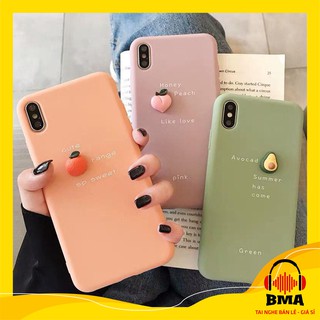 Ốp lưng iphone 6/6s 6plus/6splus 7/8 7plus/8 plus/ x/xs/xs max xr dẻo màu đính hoa quả 3d