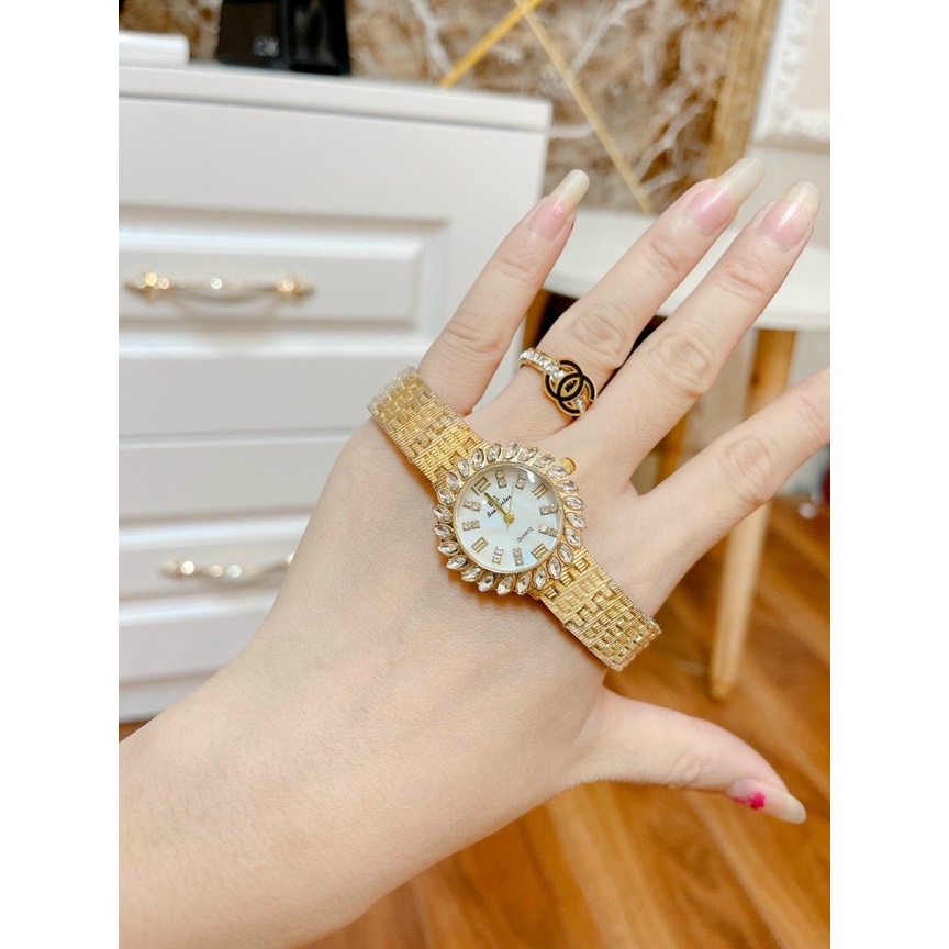 Đồng hồ Nữ bs Dây Kim Loại 2 màu vàng bạc hợp thời trang , bền bỉ tặng kèm pin - donghoket