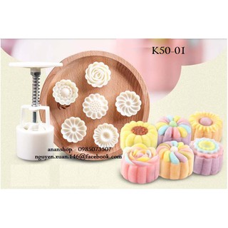 Khuôn trung thu lò xo 50gr 3d 6 mặt