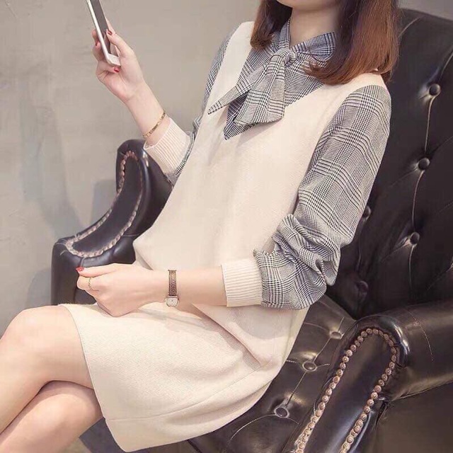 Váy len quảng châu pha sơmi | BigBuy360 - bigbuy360.vn