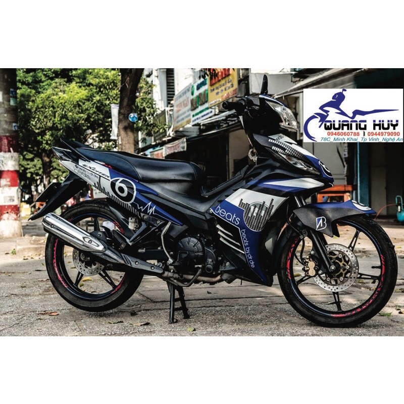 Tem Trùm Exciter 135 Xanh Trắng Nhịp Điệu,Team Decal Ex135 BEAT