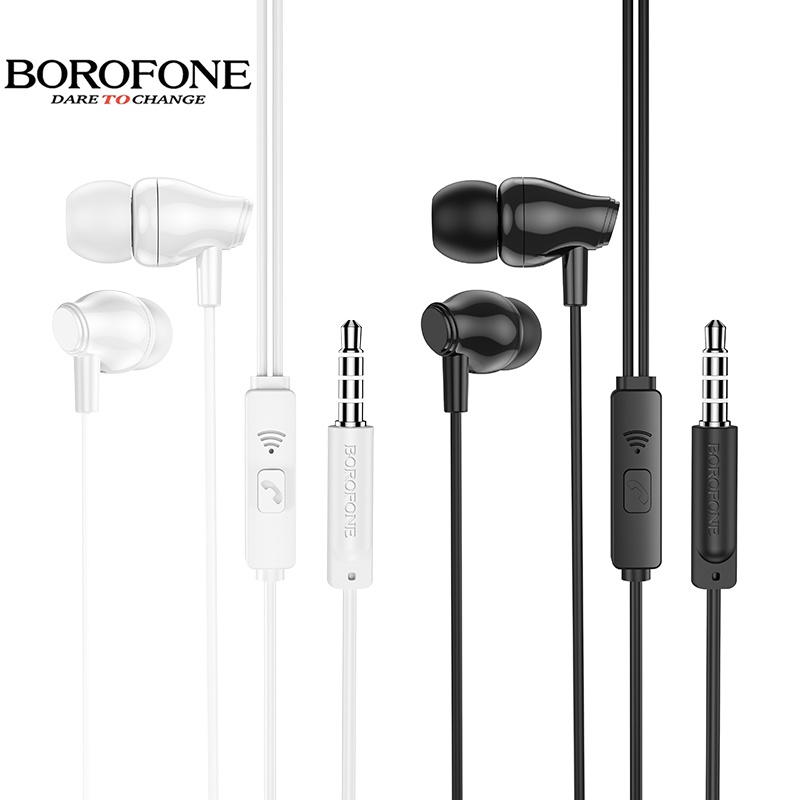 Tai nghe nhét tai BOROFONE BM61 chống ồn có mic đàm thoại, dây dài 1.2m - Chính hãng