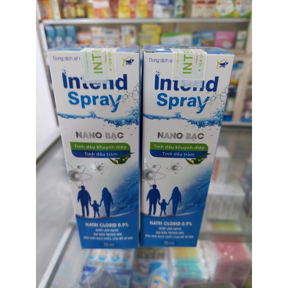 Dung dịch xịt mũi họng Intend Spray Nano bạc- chai 70ml