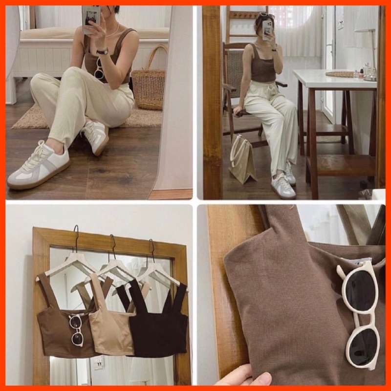 Áo bra 2 dây croptop chất co giãn kèm đệm ngực Lyn Closet A3L [Có sẵn Freeship]