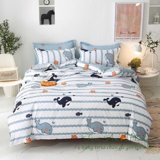 [Hàng Nhập Khẩu] Bộ Vỏ Chăn Ga Gối COTTON POLY Cao Cấp Đủ Size - CÁ HEO XANH Nha_TâmAn