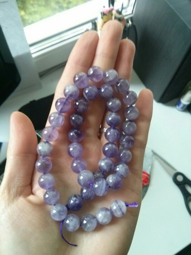 Chuỗi Hạt Đá Màu Tím Tự Nhiên 4 6 8 10MM Làm Trang Sức Thủ Công