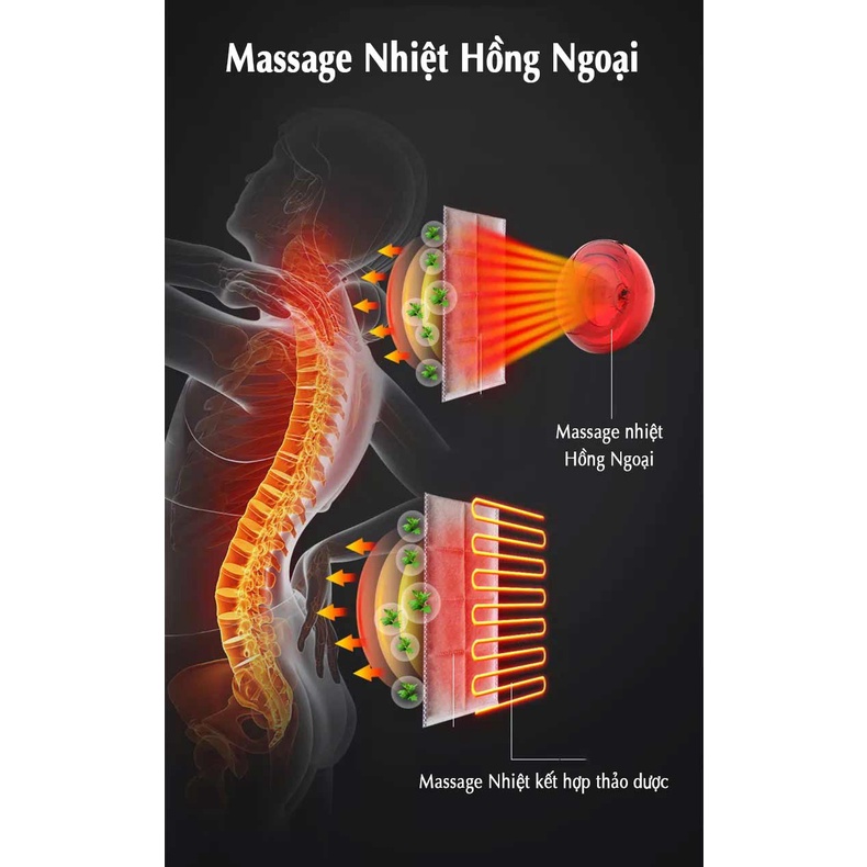 Nệm massage toàn thân Leerkang LEK918F hỗ trợ túi khí, hồng ngoại, gối có thể tháo rời, phù hợp các chiều cao khác nhau