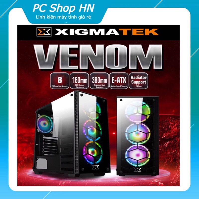 Vỏ cây máy tính Xigmatek VENOM không fan - 2 mặt kính cường lực