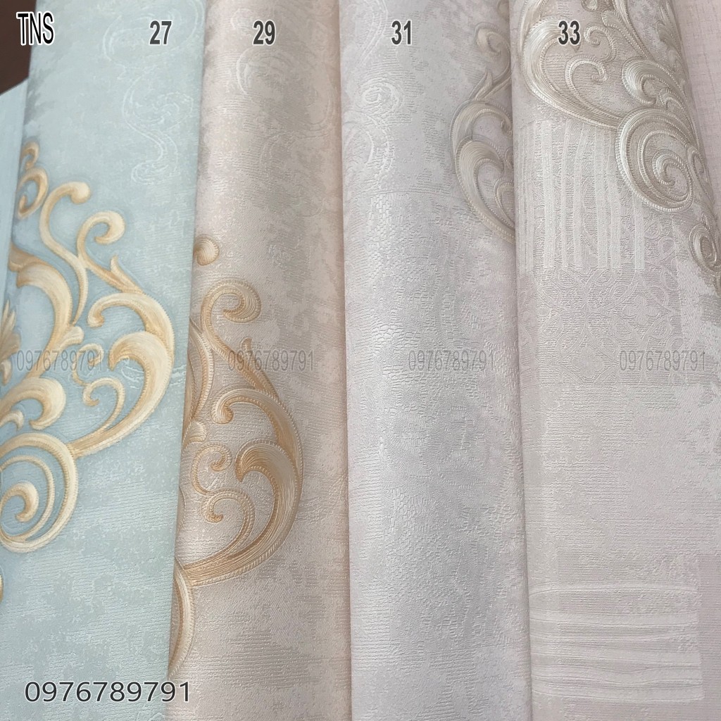 10m Giấy Dán Tường Hoa Văn Châu Âu Cho Phòng Ngủ, Phòng Khách, Lụa Không Keo, Khổ 53cm, Nhiều Màu Lựa Chọn