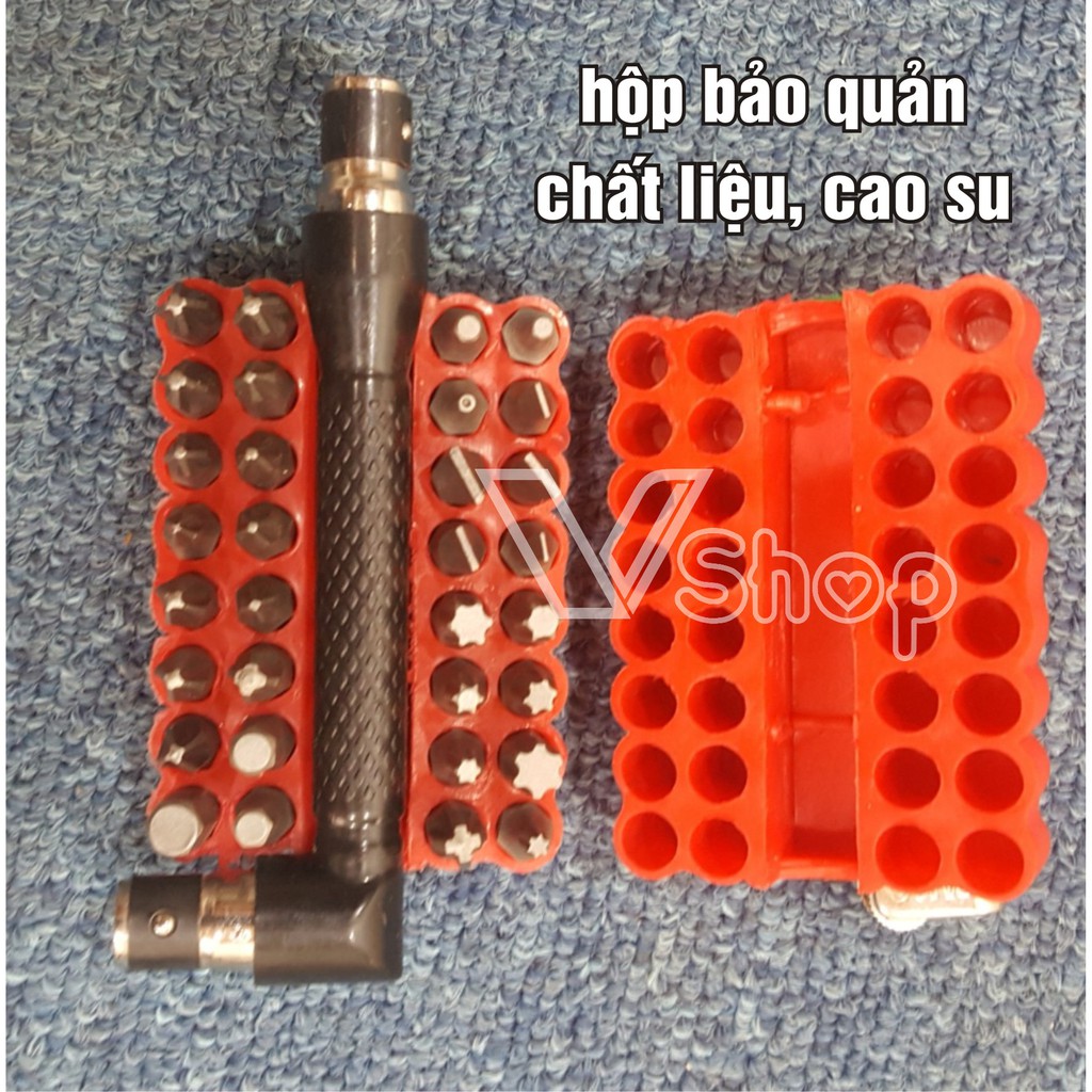 Bộ dụng cụ, mũi mở vít, đầu tua vít. hoa thị, dẹp, bake, lục giác, 34 chi tiết