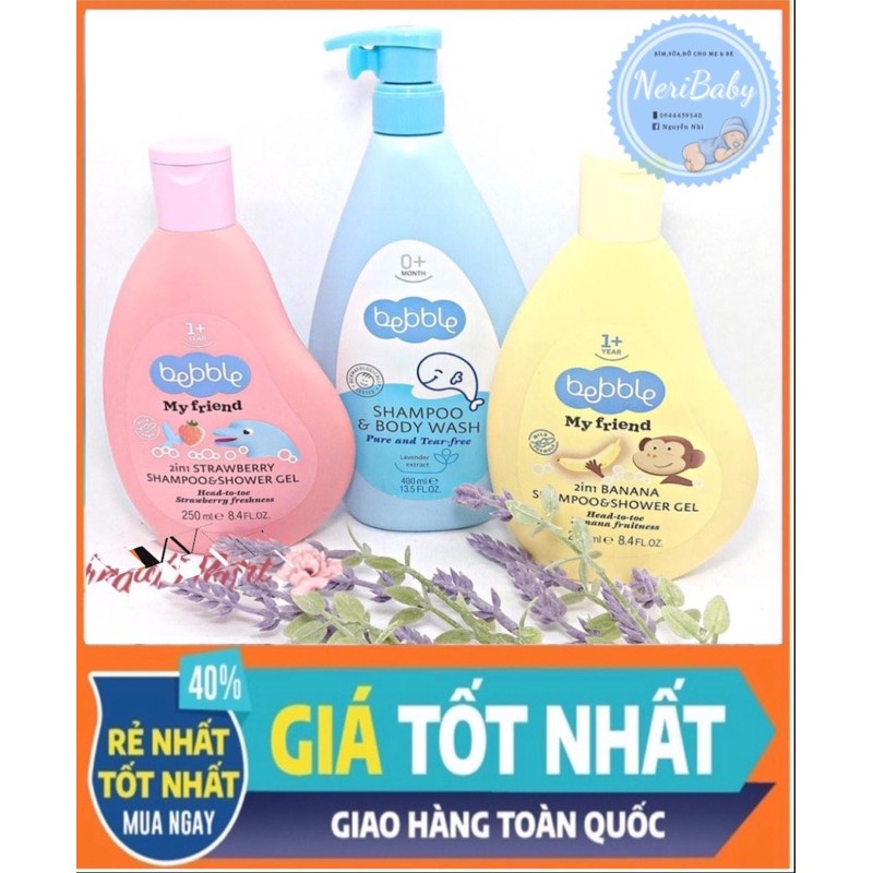 Sữa Tắm Bebble Cho Bé Từ Sơ Sinh Và Trên 1 Tuổi Chai Vòi 400ml Và 250ml