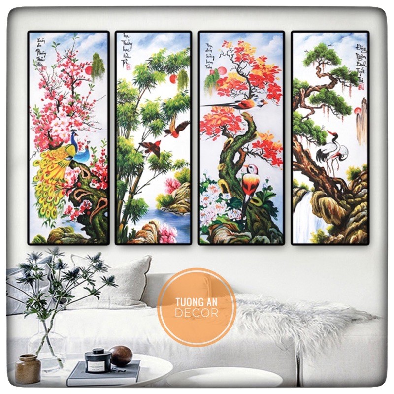 Tranh tứ quý tráng gương Tường An - Tranh decor treo tường phòng khách, trang trí nhà cửa