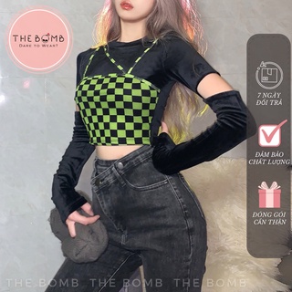 Áo croptop dài tay xẻ - croptop tay dài ôm cá tính