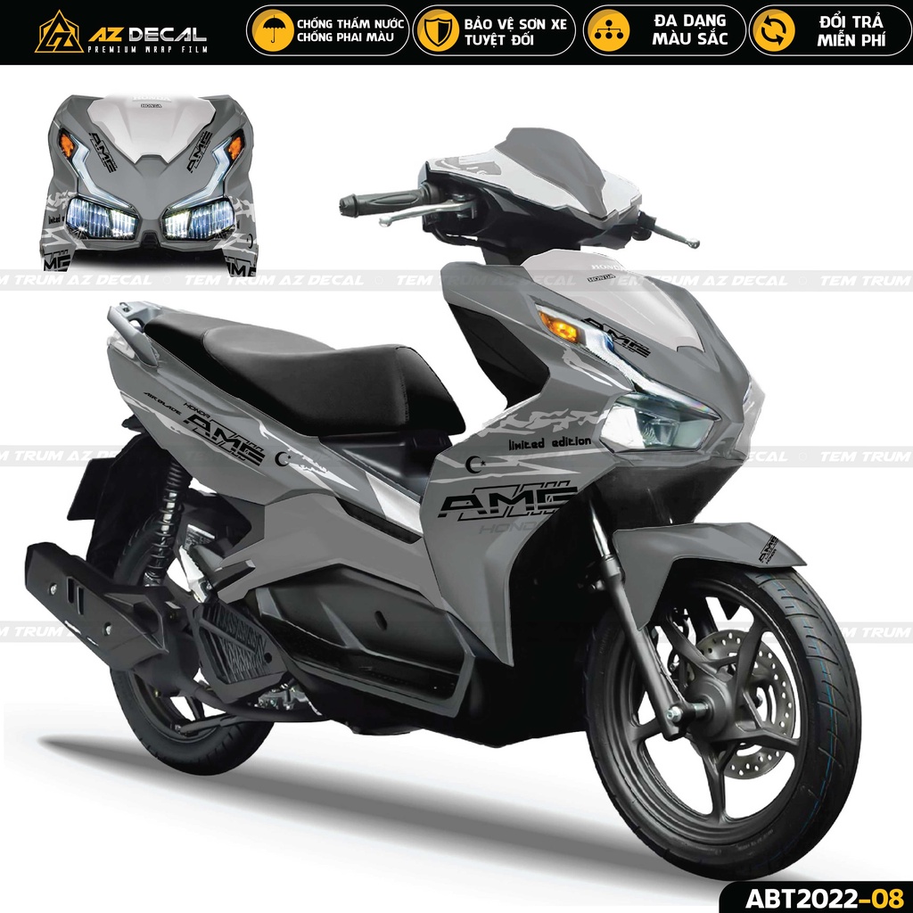 Tem Trùm Xe Air Blade Phong Cách AMG | ABT2022-08 | Decal Dán Xe AB AirBlade 2020 2021 2022 Đẹp, Bảo Vệ Sơn Xe