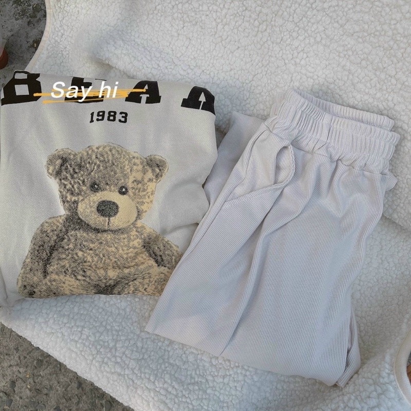 Set gấu Bear mới kèm quần ống rộng dài siêu đẹp nhoa