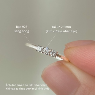 Nhẫn bạc nữ đính đá CiCi Silver, nhẫn bạc 925 đơn giản, nhẫn nữ bạc đẹp, nhỏ xinh