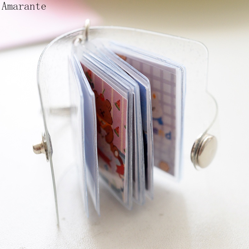 Album Ảnh 1 Inch 16 Ngăn Trong Suốt Lấp Lánh Kèm Móc Khóa